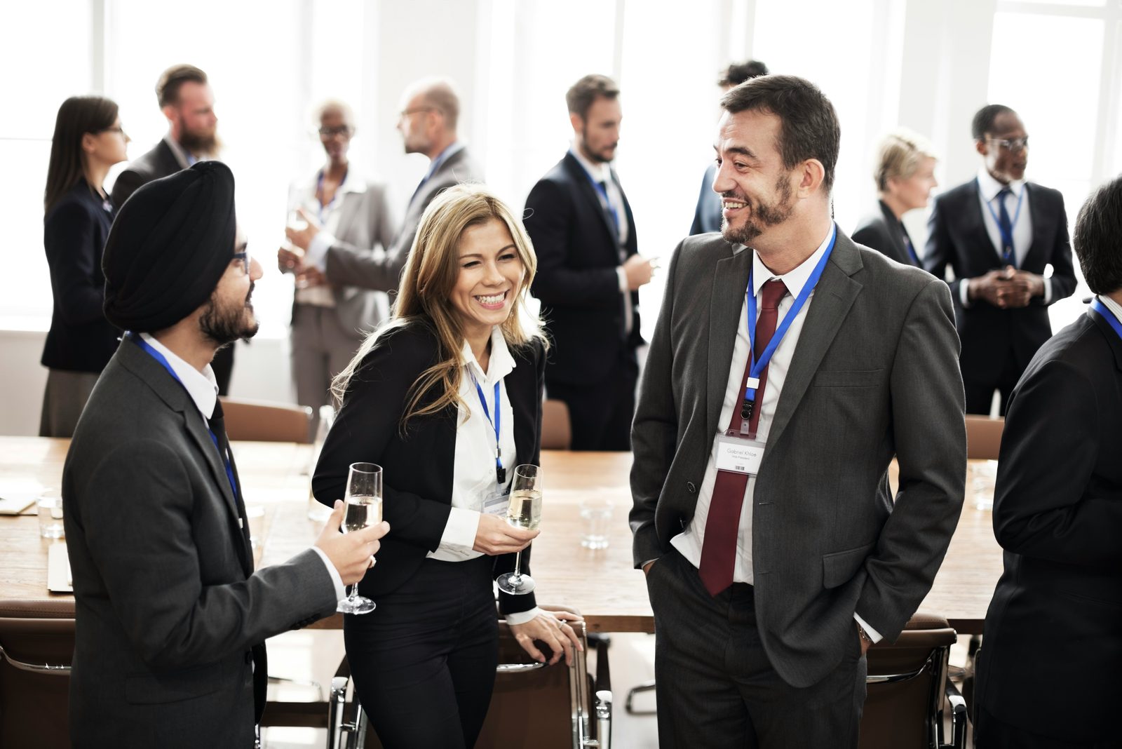 People networking at a conference